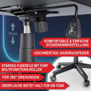 Gaming Stuhl mit Nacken- & Lordosenkissen ergonomisch & bis 150kg belastbar