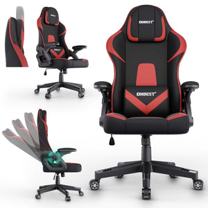 Gaming Stuhl mit Nacken- & Lordosenkissen ergonomisch & bis 150kg belastbar