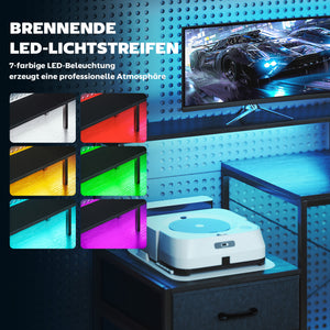 Gaming Tisch L-förmig mit LED Steckdosen und Monitorständer