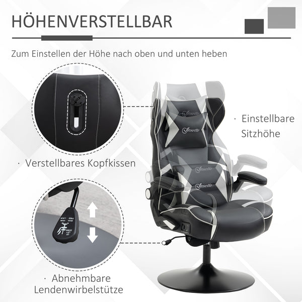 Gamingstuhl ergonomisch und höhenverstellbar Weiss