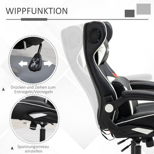 Gamingstuhl ergonomisch und höhenverstellbar Weiss