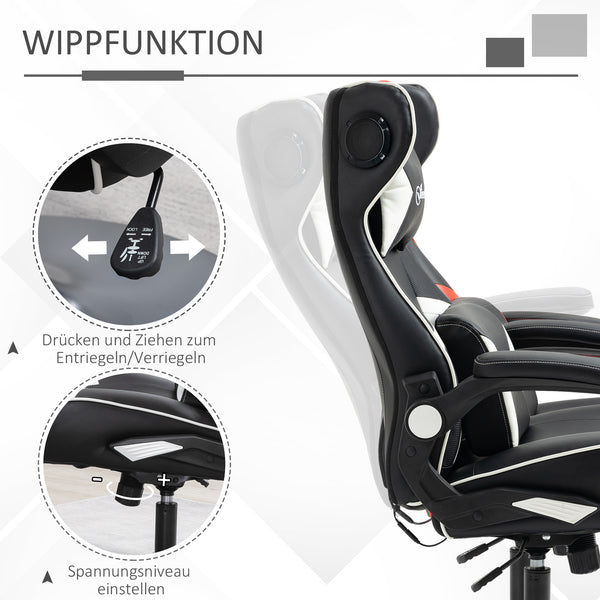 Gamingstuhl ergonomisch und höhenverstellbar Weiss