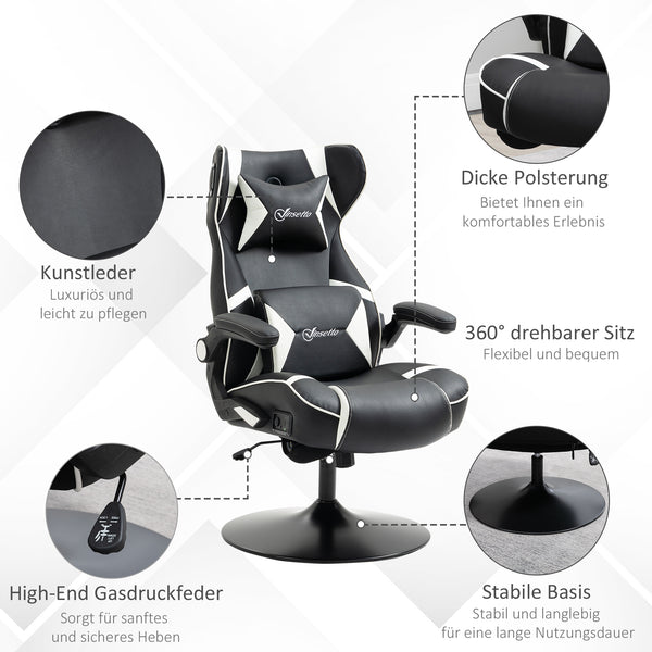 Gamingstuhl ergonomisch und höhenverstellbar Weiss