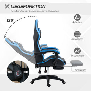 Bürostuhl Gamingstuhl ergonomisch mit Kopfstütze blau schwarz