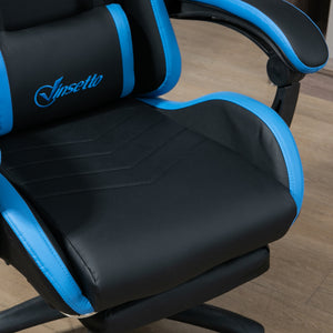 Bürostuhl Gamingstuhl ergonomisch mit Kopfstütze blau schwarz