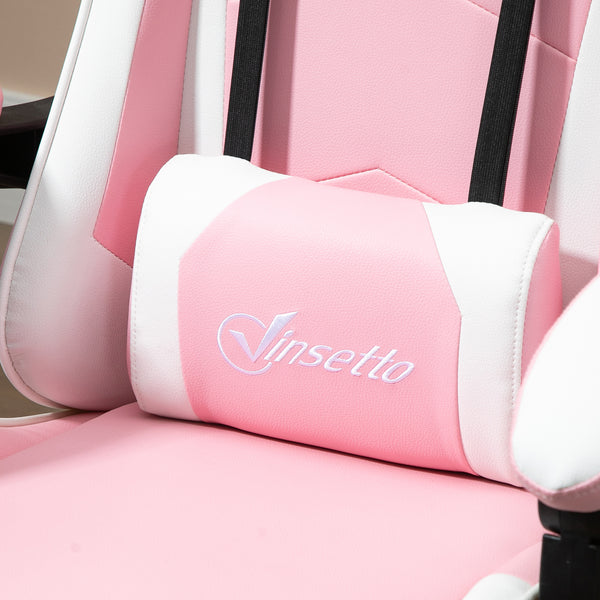 Gamingstuhl ergonomisch höhenverstellbar Kunstleder rosa weiss