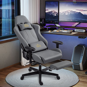 Gaming Stuhl ergonomisch verstellbar mit Lendenstütze grau