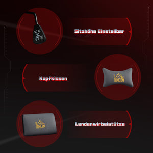 Gaming Stuhl ergonomisch verstellbar mit Lendenstütze grau