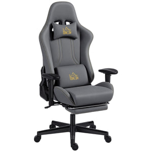 Gaming Stuhl ergonomisch verstellbar mit Lendenstütze grau