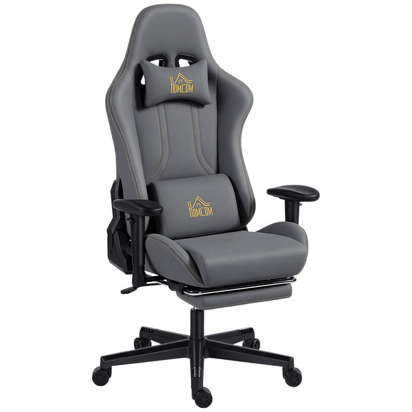 Gaming Stuhl ergonomisch verstellbar mit Lendenstütze grau
