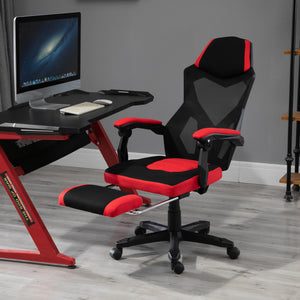Gamingstuhl mit Fussstütze höhenverstellbar Schwarz-Rot