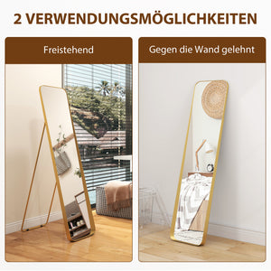 Ganzkörperspiegel freistehend mit Metallrahmen 160x40cm gold