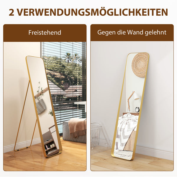 Ganzkörperspiegel freistehend mit Metallrahmen 160x40cm gold
