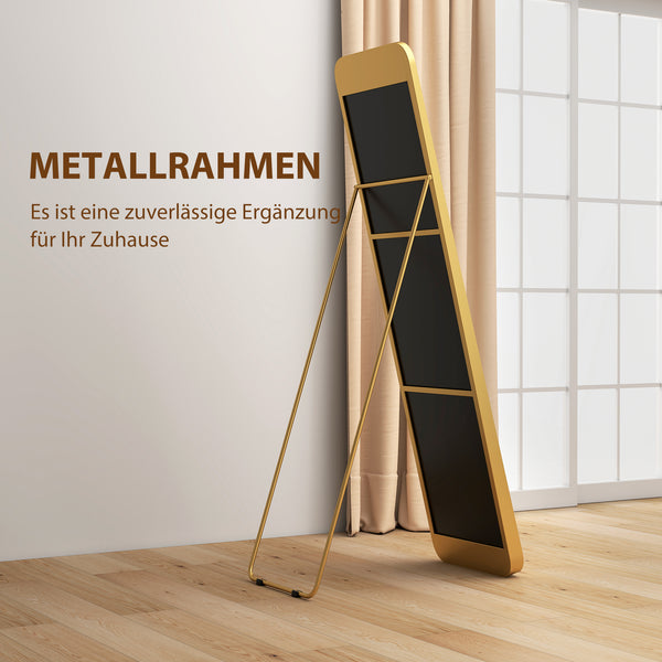 Ganzkörperspiegel freistehend mit Metallrahmen 160x40cm gold
