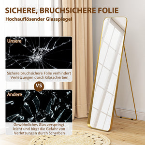 Ganzkörperspiegel freistehend mit Metallrahmen 160x40cm gold