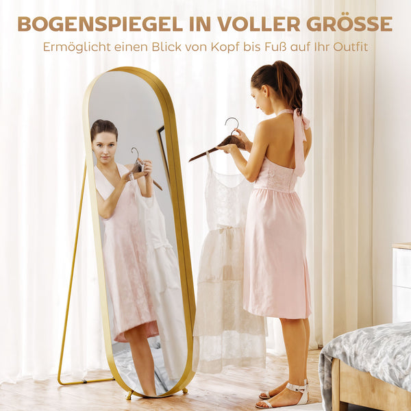 Ganzkörperspiegel mit Metallrahmen für Schlafzimmer 160x50cm gold
