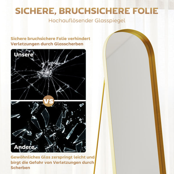 Ganzkörperspiegel mit Metallrahmen für Schlafzimmer 160x50cm gold