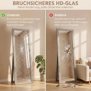 Ganzkörperspiegel rechteckig für Schlafzimmer oder Wohnzimmer grau