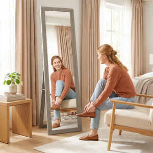 Ganzkörperspiegel rechteckig für Schlafzimmer oder Wohnzimmer grau