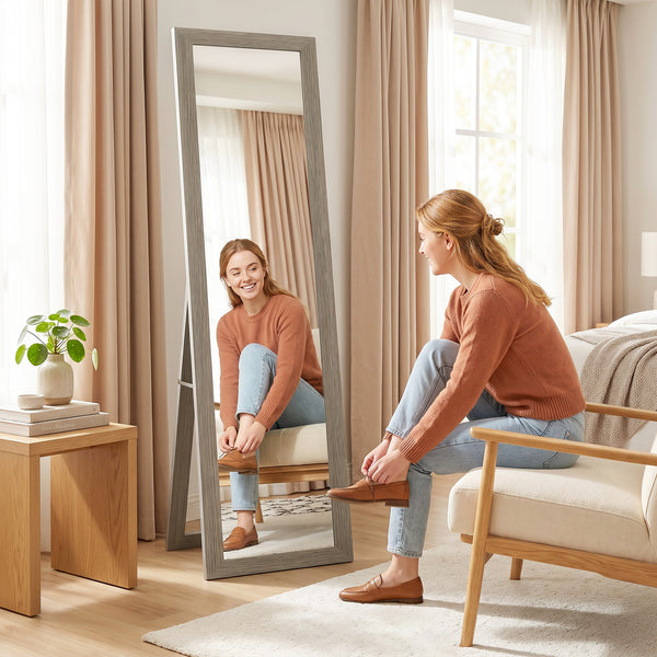 Ganzkörperspiegel rechteckig für Schlafzimmer oder Wohnzimmer grau