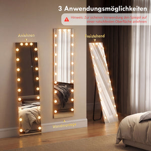 Ganzkörperspiegel LED mit Beleuchtung und Touchfunktion 150x40cm