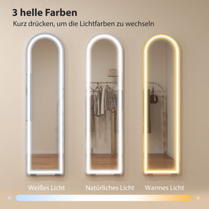 Ganzkörperspiegel LED dimmbar freistehend oder Wandmontage weiss
