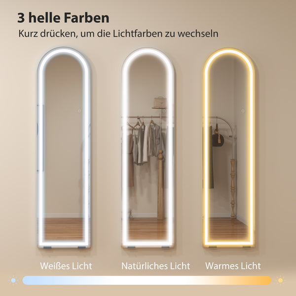 Ganzkörperspiegel LED dimmbar freistehend oder Wandmontage weiss