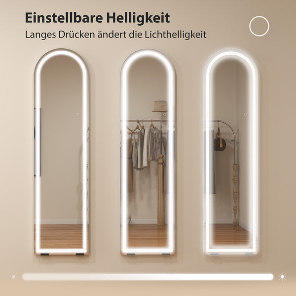 Ganzkörperspiegel LED dimmbar freistehend oder Wandmontage weiss