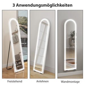 Ganzkörperspiegel LED dimmbar freistehend oder Wandmontage weiss