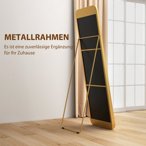 Ganzkörperspiegel freistehend neigbar mit Metallrahmen goldfarben