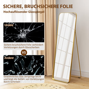 Ganzkörperspiegel freistehend neigbar mit Metallrahmen goldfarben
