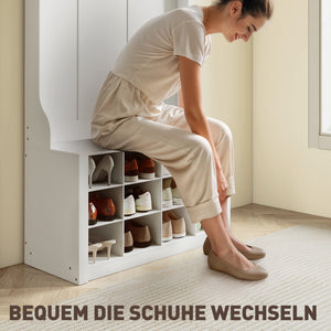 Garderobe mit Bank und Schuhregal für Flur und Diele weiss