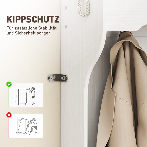 Garderobe mit Bank und Schuhregal für Flur und Diele weiss