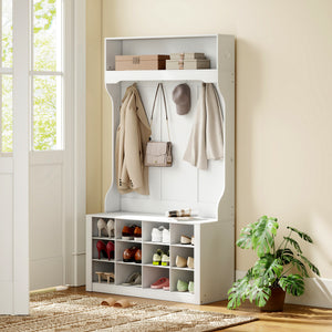 Garderobe mit Bank und Schuhregal für Flur und Diele weiss
