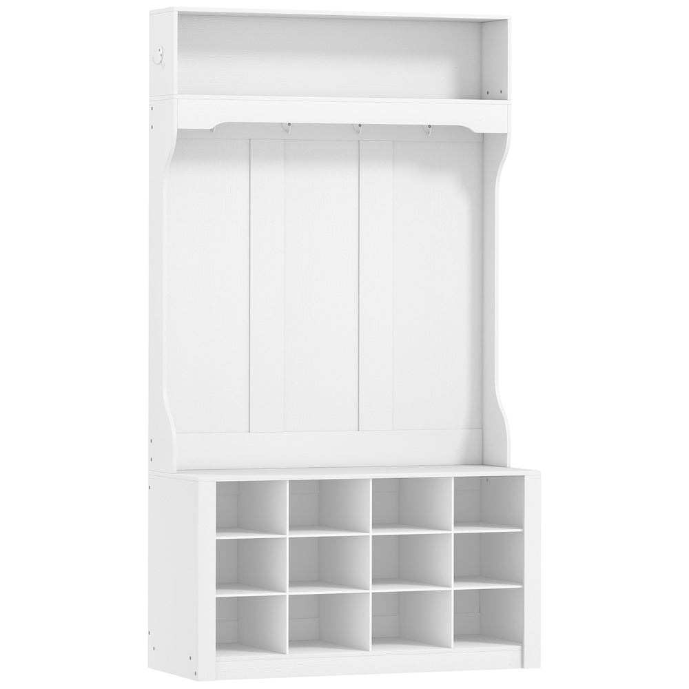 Garderobe mit Bank und Schuhregal für Flur und Diele weiss