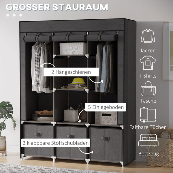 Garderobe Faltbar mit Reissverschluss Kompakt Dunkelgrau