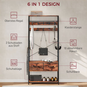 Garderobe mit Schuhregal Sitzbank und Haken für Flur
