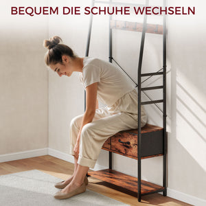 Garderobe mit Schuhregal Sitzbank und Haken für Flur