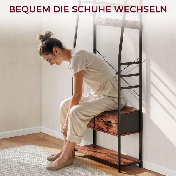 Garderobe mit Schuhregal Sitzbank und Haken für Flur