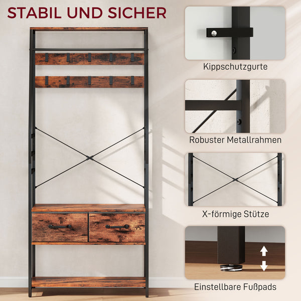 Garderobe mit Schuhregal Sitzbank und Haken für Flur