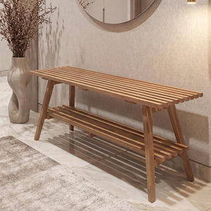 Garderobenbank Sitzbank Schuhregal Schuhablage 45x100x35cm Eiche