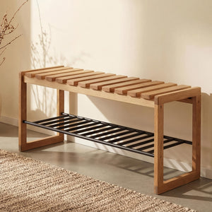 Garderobenbank Sitzbank Schuhregal Schuhablage 45x88x30cm Eiche