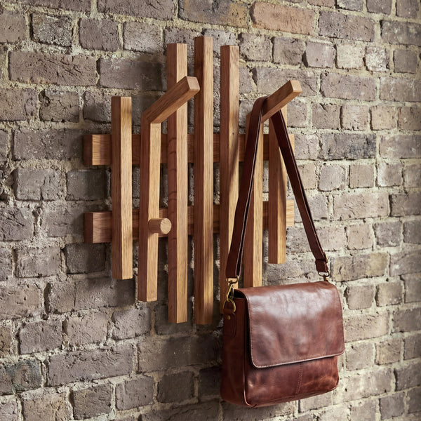 Garderobenpaneel Wandgarderobe Massivholz 40x38cm Eiche