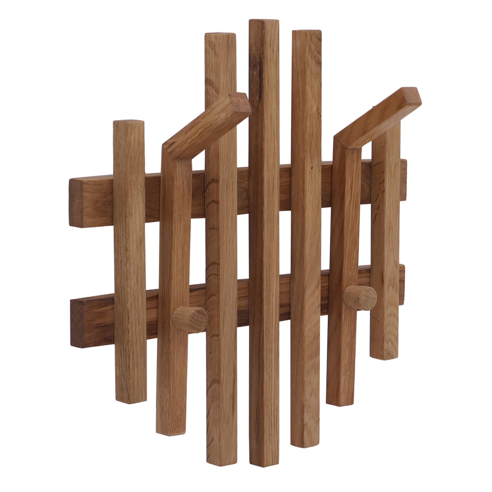 Garderobenpaneel Wandgarderobe Massivholz 40x38cm Eiche