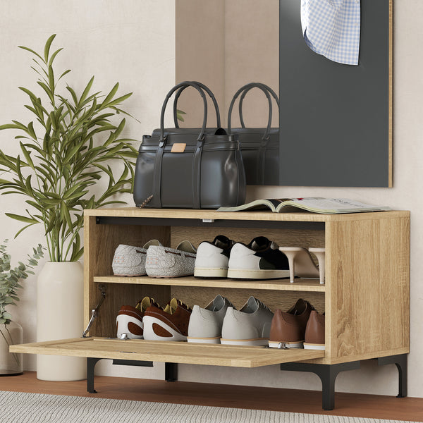 Garderobenset Flur mit Schuhbank Spiegel Regal und Haken natur grau
