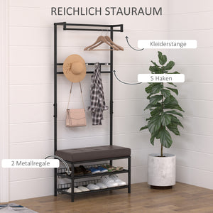 Garderobenständer Flurmöbel mit Bank und Regal 725x35x180cm