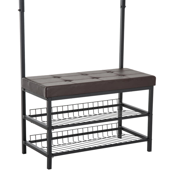 Garderobenständer Flurmöbel mit Bank und Regal 725x35x180cm
