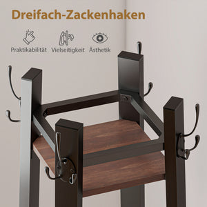Garderobenständer freistehend mit Ablage Metall Holzoptik