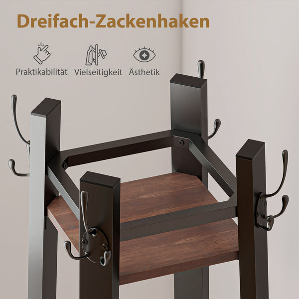 Garderobenständer freistehend mit Ablage Metall Holzoptik