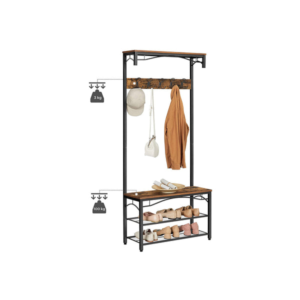 Coat rack with bench & shelves
